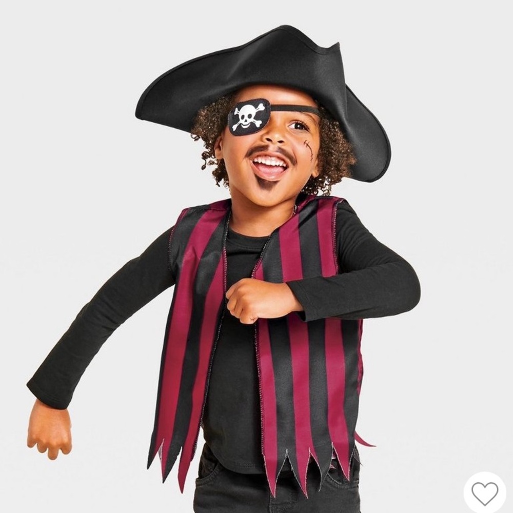 Kids Pirate Costume (Hat, Vest & Eye Patch)